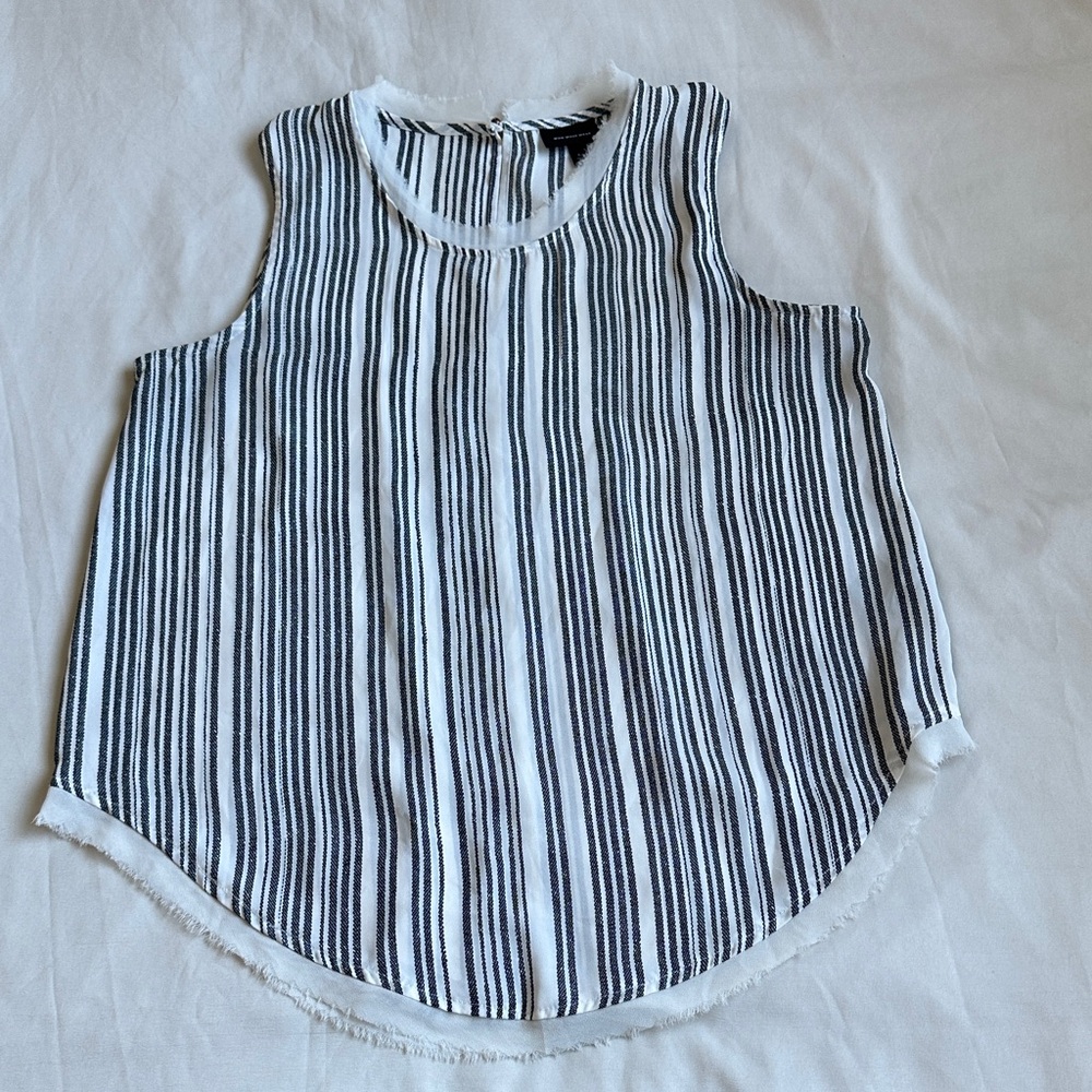 Who What Wear Black and White Striped Tank Top